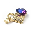 Real 18K Gold Plated Rack Plating Brass Micro Pave Clear Cubic Zirconia Pendants KK-C015-17G-3