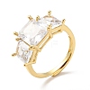 Clear Cubic Zirconia Rectangle Adjustable Ring RJEW-I087-10-2