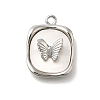 Brass Pave Natural White Shell Pendants KK-U061-07P-1