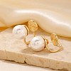 Simple and Elegant Vintage Brass Imitation Pearl Round Clip-on Earrings UF6874-4