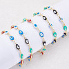 Brass Enamel Evil Eye Link Bracelets BJEW-NB0001-03-4