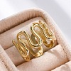 Wave 304 Stainless Steel Finger Rings for Women X-RJEW-F174-06G-3