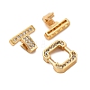 Brass Micro Pave Clear Cubic Zirconia Fold Over Clasps KK-P291-12G-2