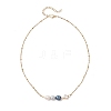 Dyed Natural Cultured Freshwater Pearl Potato & Glass Beaded Pendant 304 Stainless Steel Satellite Chain Necklaces for Women NJEW-JN05937-01-4