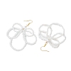 Flower Glass Pearl Beaded Dangle Earrings EJEW-JE05882-4