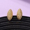 Brass Textured Stud Earrings EJEW-A143-02A-G-1