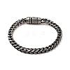 304 Stainless Steel Round Wheat Chain Bracelet with Magnetic Clasp for Men Women BJEW-E009-15AS-1