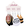 3 Pairs Alloy Imitation Leather Rugby Dangle Earrings FS-WG65883-05-1