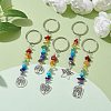 5Pcs 5 Styles Tree of Life Tibetan Style Alloy Pendant Keychains KEYC-JKC00689-S-2