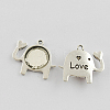 Zinc Alloy Pendant Cabochon Settings TIBEP-R327-AS-LF-1