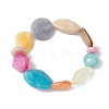 Rainbow Color Nuggets Acrylic Beaded Stretch Bracelets for Women BJEW-JB10497-3