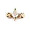 Brass Pave Clear Cubic Zirconia Connector Charms KK-C057-02G-1