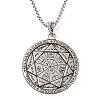 Alloy Seal 7 Archangels Flat Round Pendant Necklaces NJEW-P316-04AS-1