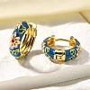 Flower Brass Enamel Hoop Earrings EJEW-R018-06G-3