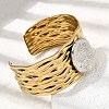 Hammered 304 Stainless Steel Cuff Bangles for Women BJEW-Z177-01GP-01-2