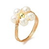Natural Cultured Freshwater Pearl & Synthetic Hematite Finger Rings RJEW-JR01059-3