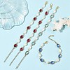 Natural Cultured Freshwater Pearl & Brass Glass Link Chains Bracelets for Women BJEW-JB14214-1