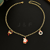 Brass Micro Pave Cubic Zirconia with Enamel Christmas Wreath Santa Claus Candy Cane Pendant Bib Necklaces for Women IP8864-4