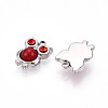 Natural Red Jasper and Ruby Rhinestone Owl Charms STAS-T064-66P-2