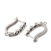 Teardrop Brass Micro Pave Clear Cubic Zirconia Hoop Earring Findings KK-A289-09P-2