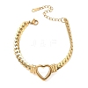 304 Stainless Steel Heart Link Bracelets BJEW-F544-01G-2