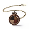 Zebrawood Pocket Watch with Brass Curb Chain and Clips WACH-D017-F01-AB-1