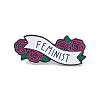 Rose Flower with Feminist Enamel Pin JEWB-P015-E02-1