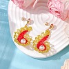 Glass Seed Bead & Glass Pearl Bead Conch Dangle Stud Earrings for Women EJEW-MZ00269-03-2