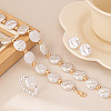 Flat Round Plastic Pearl Beaded Necklaces & Beaded Bracelets & Stud Earrings & Rings Sets FS-WG25F9C-01-4