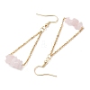 304 Stainless Steel with Natural Rose Quartz Dangle Earrings EJEW-JE06010-01-4