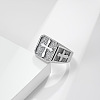 Square with Cross Pattern 304 Stainless Steel Finger Rings for Men FS-WGAC6B1-04-1