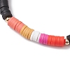 5Pcs Polymer Clay & Brass Beaded Stretch Bracelets BJEW-JB11495-4