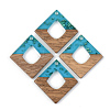 Transparent Resin & Walnut Wood Pendants X-RESI-S389-024A-B03-1