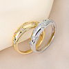Flower Pattern Brass Micro Pave Clear Cubic Zirconia Finger Rings FS-WGC0799-01-2