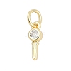 Brass Micro Pave Clear Cubic Zirconia Charms KK-G522-02G-1