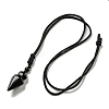 Natural Obsidian Conical Pendulum Pendant Necklace with Nylon Cord for Women NJEW-B106-01G-2