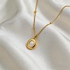 Natural Shell 304 Stainless Steel Oval Pendant Necklaces for Women WGF4A65-01-2