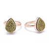 Electroplate Natural Druzy Quartz Crystal Finger Rings RJEW-I055-03RG-RS-1