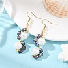 Shell Pearl 304 Stainless Steel Dangle Earrings EJEW-JE07370-01-1