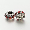 Antique Silver Zinc Alloy Rhinestone Large Hole European Rondelle Beads CPDL-O005-01-1