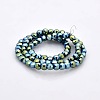 Full Green Plated Glass Faceted Flat Round Beads Strands EGLA-A033-4mm-FP02-2