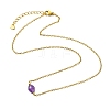 Natural Mixed Stone Faceted Oval Pendant 304 Stainless Steel Cable Chain Necklaces for Women NJEW-JN06226-4