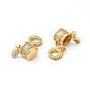 Rack Plating Brass Micro Pave Clear Cubic Zirconia European Dangle Charms LS-KK-E060-16G-2