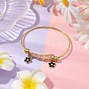 Glass Seed Beads & Stainless Steel Bangles with Black Flower for Women BJEW-JB10411-2