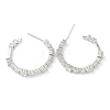 Brass Micro Pave Clear Cubic Zirconia Half Hoop Earrings EJEW-L234-024P-1