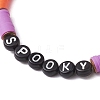 Halloween Word Acrylic & Handmade Polymer Clay Beaded Stretch Bracelets BJEW-JB10887-4