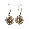 3 Pairs 3 Style Flat Round & Rhombus Alloy Enamel Dangle Earrings with Synthetic Turquoise EJEW-P200-05AB-2