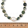 Natural Tree Agate Nuggets & Freshwater Pearl Potato Beaded Necklaces for Women NJEW-JN06488-3