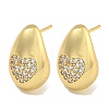 Rack Plating Brass Micro Pave Clear Cubic Zirconia Stud Earring EJEW-C102-29B-G-1