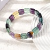 Natural Rainbow Fluorite Square Beaded Stretch Bracelets for Women GG-CBA3F02-06-2
